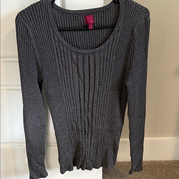212 Collection Gray Ribbed Knit Top - Picture 1 of 3